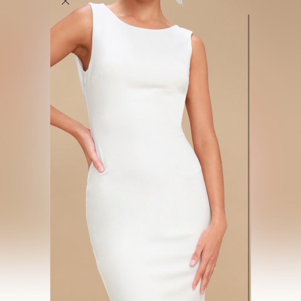 LULUS white deep V open back dress size S